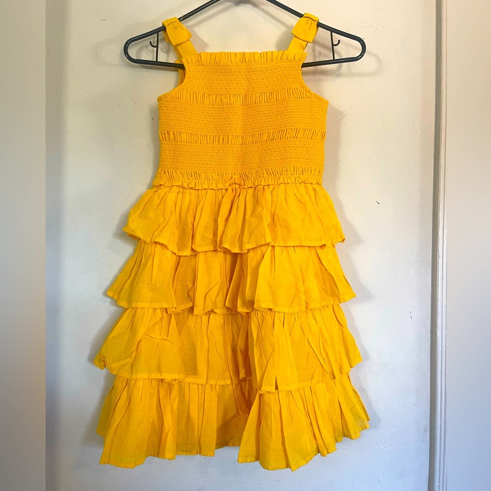 Yellow ruffle tier dress